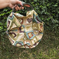 Ecobag Corações Verde e Bege - comprar online