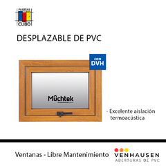 Desplazable PVC 0,80 X 0,60 SIMIL MADERA DVH Excelente Aislación Termo Acústica Venhausen Muchtek tecnoperfiles