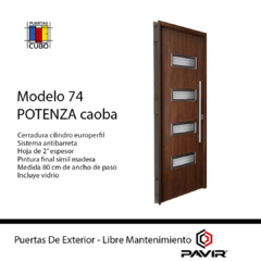 Puerta Modelo 74 Potenza Simil Madera De Seguridad Hoja De 2" De 0,80 PAVIR