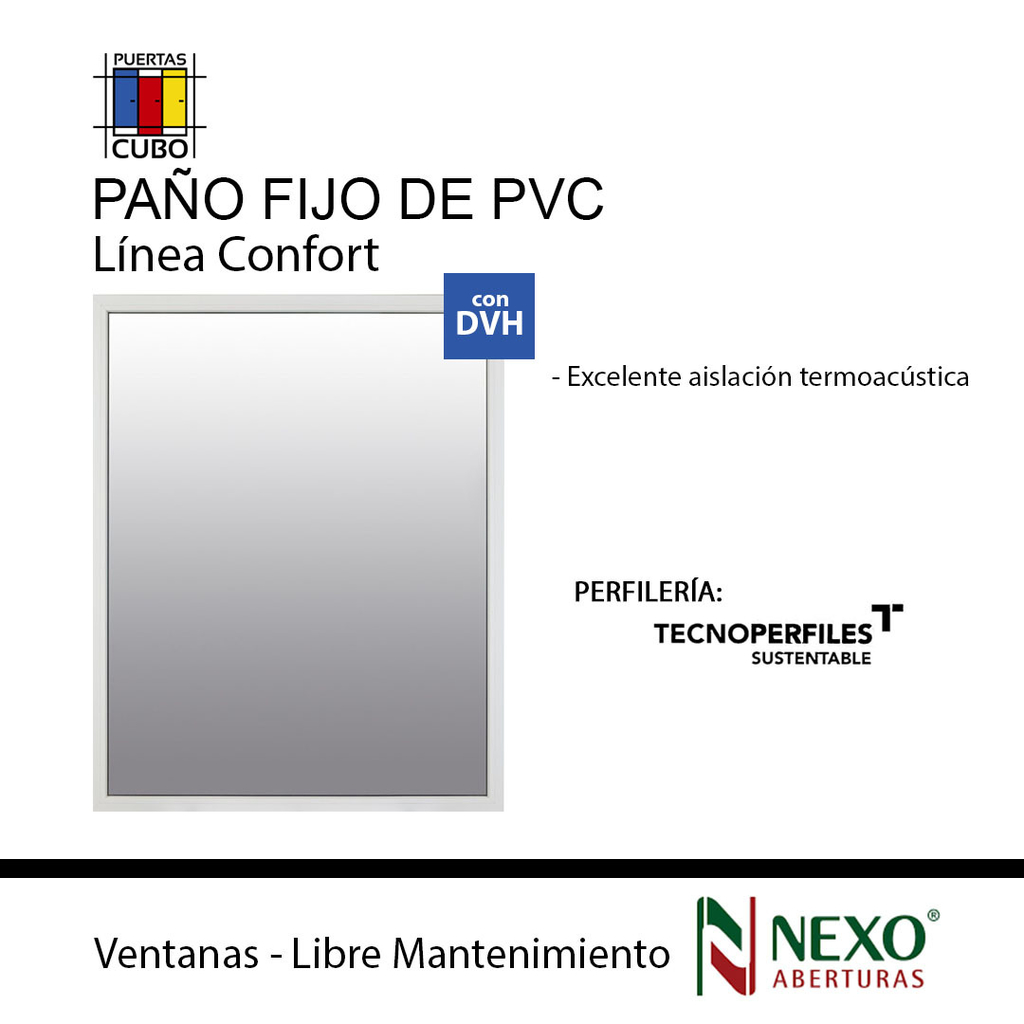 Ventana de PVC Blanco Linea confort Vidrio 4mm de 1,50 x 1,10