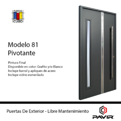 Puerta Pavir 81 PIVOTANTE 1,20 X 2,20 Pintura Final C/Vidrio - comprar online