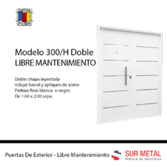 Puerta Chapa Inyectada Modelo 300 SM Pintura Final Horno Reforzada Blanca O Negra Doble De 1,60