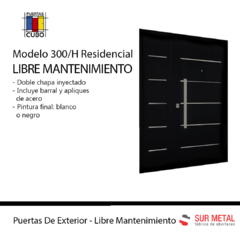 Puerta Doble Chapa Inyectada Residencial Mod. 300 SM Pintura Final Horno 1,20 Reforzada Blanca O Negra