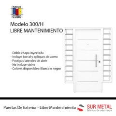 Puerta Con Postigos Laterales Doble, con Chapa Inyectada Mod. 300/H SM Pintura Final Horno Blanco O Negro