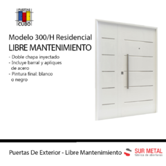 Puerta Doble Chapa Inyectada Residencial Mod. 300 SM Pintura Final Horno 1,20 Reforzada Blanca O Negra - comprar online