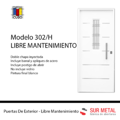 Puerta Doble Chapa Inyectada, C/Postigo - Pintura Final Horno - " Mod. 302 SM"