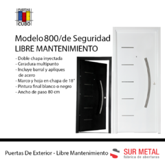 Puerta De Seguridad Multipunto Doble Chapa Inyectada de 0,80 - Pintura Final Horno - " Mod. 800 SM "