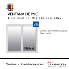 Ventana De PVC 2,00 X 0,90 Blanca DVH Excelente Aislación Termo Acustica Venhausen Muchtek tecnoperfiles