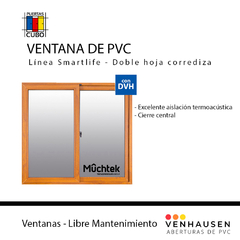 Ventana De PVC 2,00 X 1,10 SIMIL MADERA DVH Excelente Aislación Termo Acustica Venhausen Muchtek tecnoperfiles