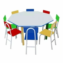 Cod. 8609 - Conjunto de Mesa Oitavada Infantil com 8 Cadeiras