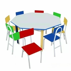 Cod. 8609 - Conjunto de Mesa Oitavada Infantil com 8 Cadeiras - comprar online