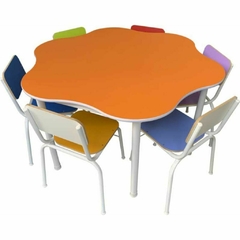 Cod. 8610 - Conjunto de Mesa Sextavada Infantil com 6 Cadeiras