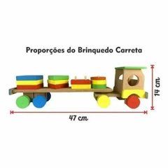 Cod. 5007 - Carreta de Formas Geométricas em Madeira - Rei Artigos e Variados