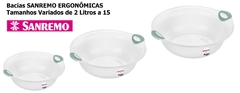 Bacias SANREMO ERGONÔMICAS - Tamanhos Variados - de 2 Litros a 15 Litros - comprar online