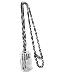 Collar Chapa de Identificación Metal Plata Vieja - comprar online