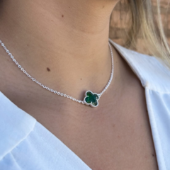 Choker Trevo Green Prata