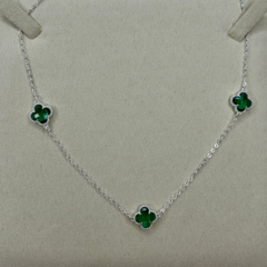 Choker Trio de Trevos Green Prata - comprar online