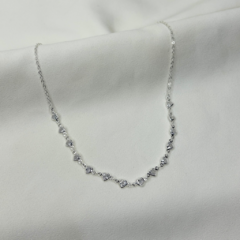 Choker Corações Cristal Prata