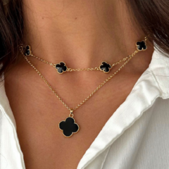 Choker Trevos Black Ouro