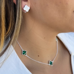 Choker Trio de Trevos Green Prata