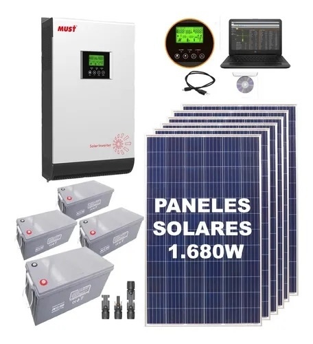 Kit Solar Inversor 1500w 220v Panel Energia Casa Campo M7b