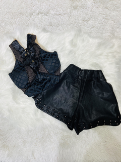 Short Preto Courino Tachinhas - The Jhones