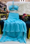 Vestido Longo Azul Babado MO