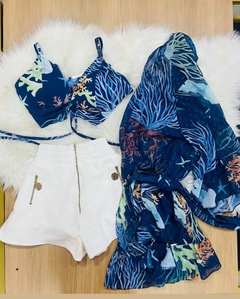 Conjunto Azul Top Kimono - comprar online