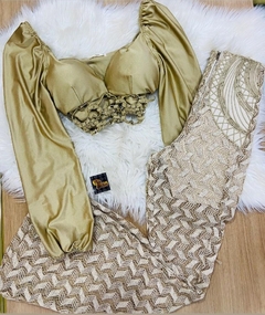 Cropped Dourado Manga Bordado MB - comprar online