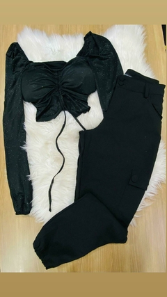 Conjunto Longo Preto Brilho VL