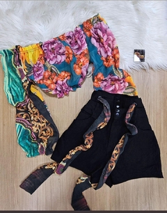 Conjunto Preto Ciganinha Estampado MB