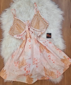 Vestido Nude Coral Estampado MB