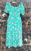 Vestido Midi Verde Manga Floral