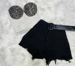 Cropped Branco Bordado Renda