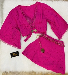 Conjunto Rosa Renda Cinto MB