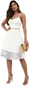 Vestido Midi Branco Renda DM