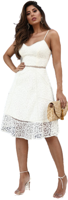 Vestido Midi Branco Renda DM