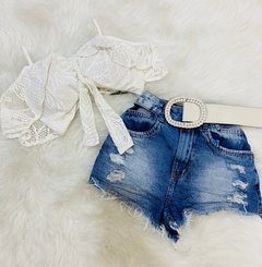 Cropped Renda Branco SL