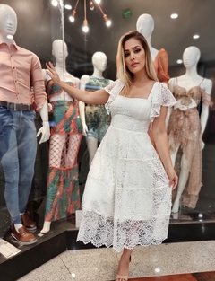 Vestido Midi Branco Renda DM