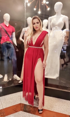 Vestido Longo Vermelho Tule SP