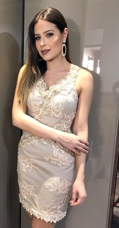 Vestido Nude Renda Bordado AV