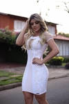 Vestido Tubinho Branco Estampado Bordado TP