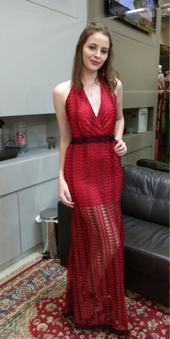 Vestido Longo Vermelho Renda FL