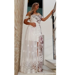 Vestido Longo Branco Estampado LU