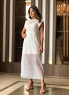 Vestido Midi Branco Telinha FL