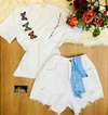 Short Jeans Branco Faixa