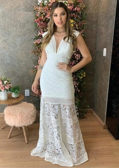 Vestido Longo Branco Renda DM