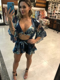 Conjunto Azul Top Kimono