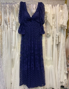 Vestido Longo Renda Azul Marinho SP