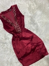 Vestido Marsala Veludo Bordada AV